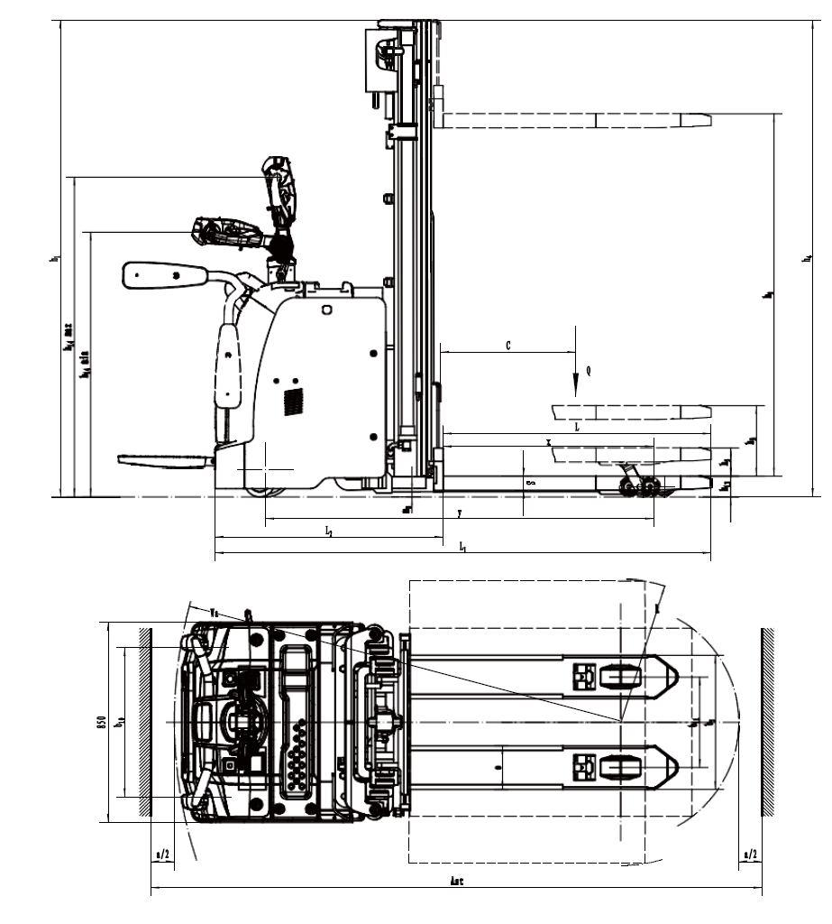 Электрический штабелер EP RSL161i 2W300 с двойным подъёмом вил